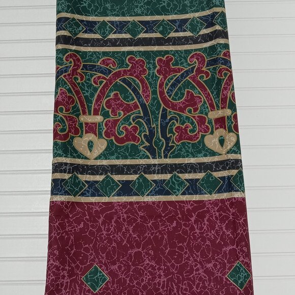 Vintage SPRINGS Shower Curtain 69 x 69 Art Decor Maroon Dark Green Gold 90s - Picture 12 of 15